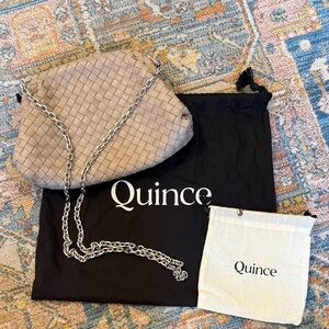 Quince Beige Woven Shoulder Bag with Chain Strap